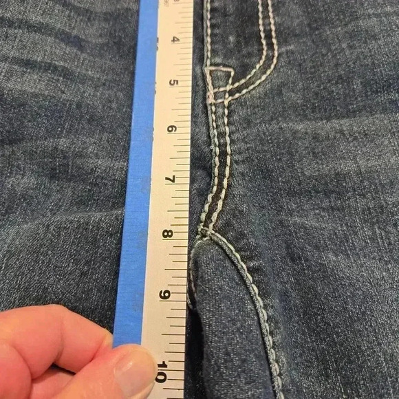 Earl Cropped Cuffed Straight leg Jeans Stud Rhinestone Embellished Women's 4 - Picture 11 of 13